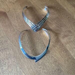 Elegant Silver Women's Jewelry Set of 2 Chockers